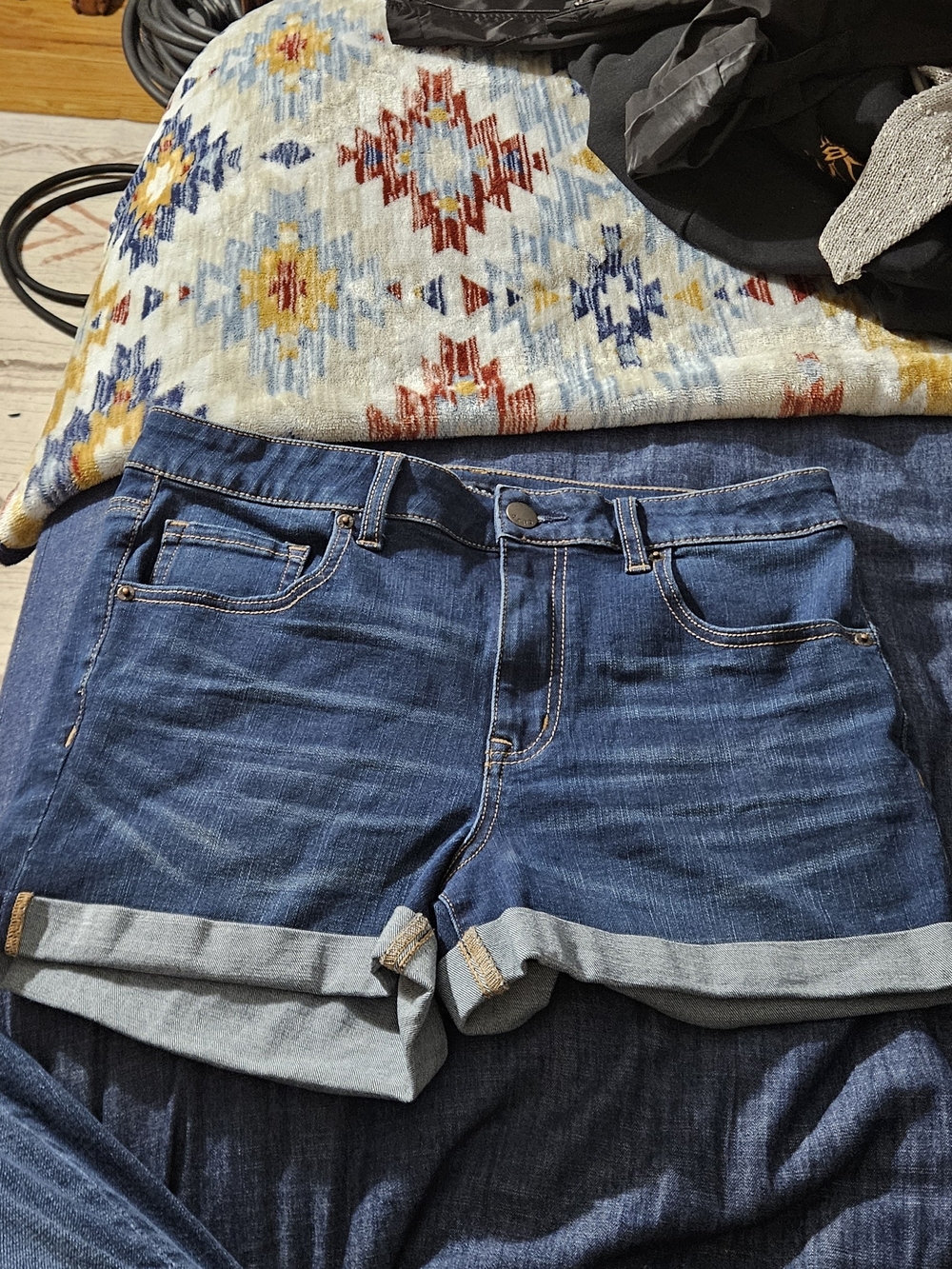 Aeropostale Dark Blue Rolled Cuff Denim Shorts